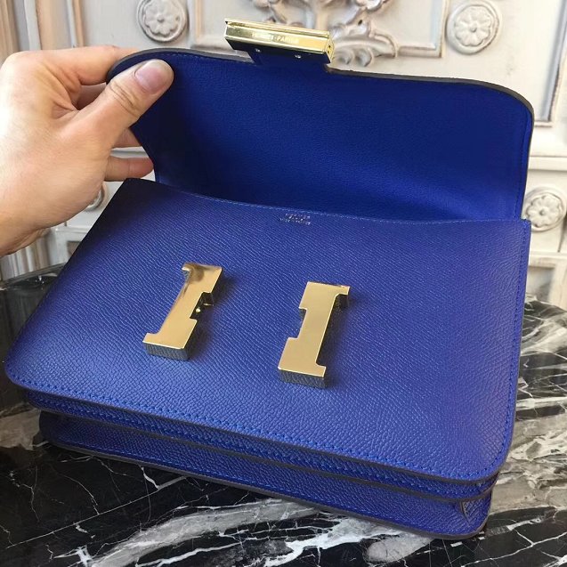 Hermes epsom leather constance 23 bag C230 blue