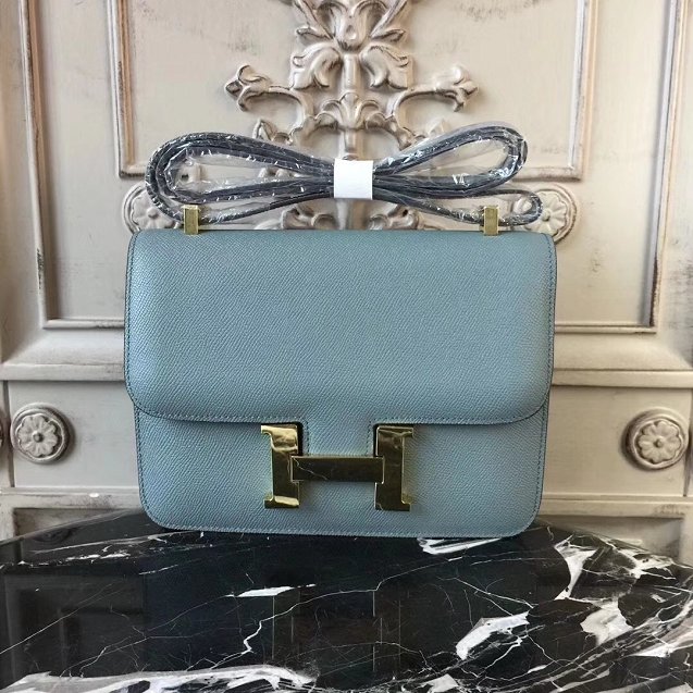 Hermes epsom leather constance 23 bag C230 light blue