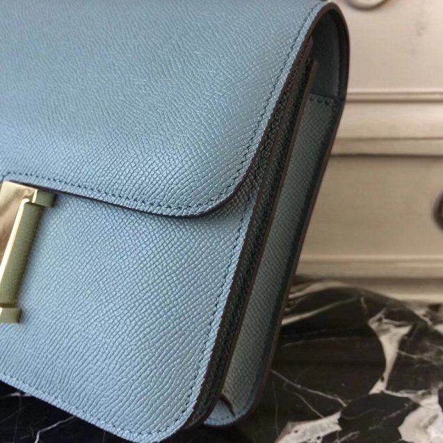 Hermes epsom leather constance 23 bag C230 light blue