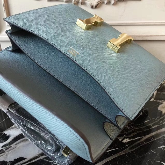 Hermes epsom leather constance 23 bag C230 light blue