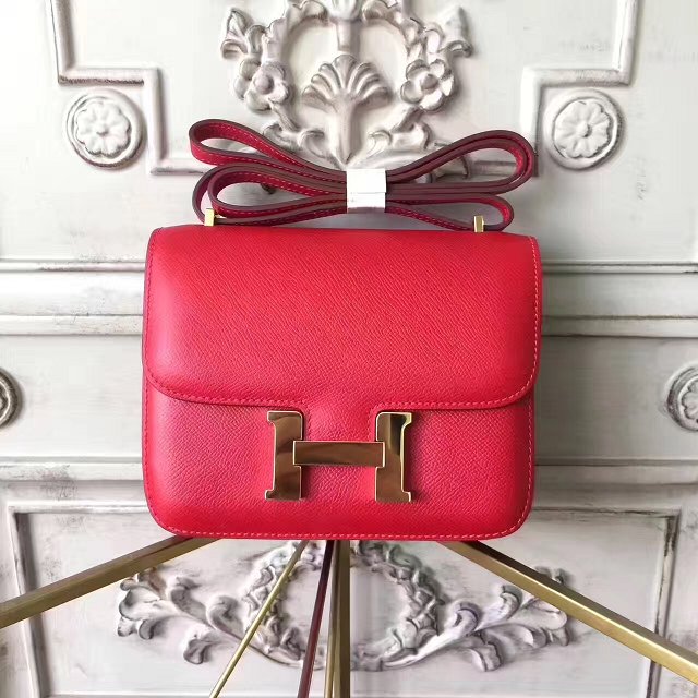 Hermes epsom leather constance 23 bag C230 red