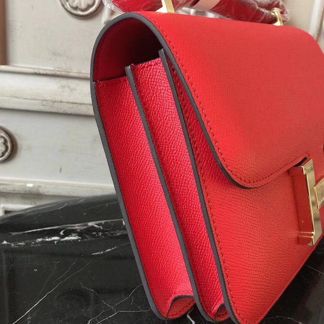 Hermes epsom leather constance 23 bag C230 red