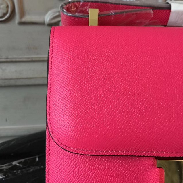 Hermes epsom leather constance 23 bag C230 rose red