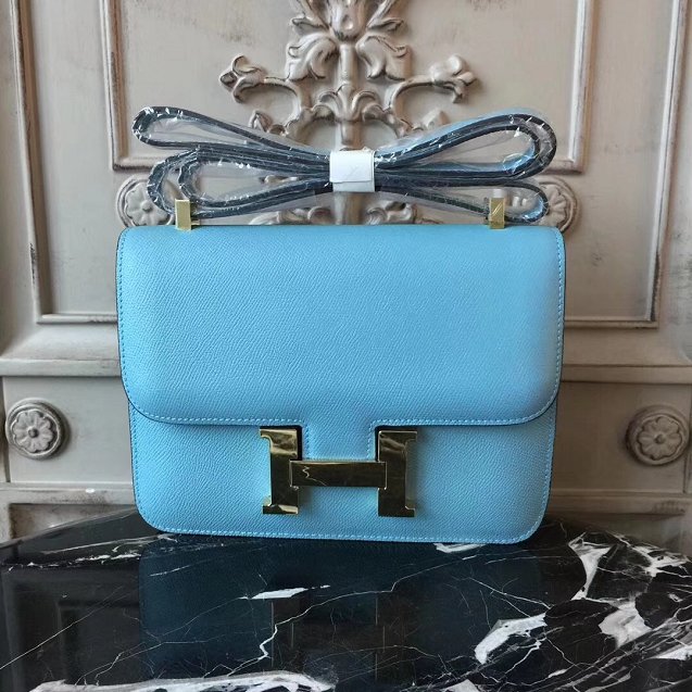 Hermes epsom leather constance 23 bag C230 sky blue