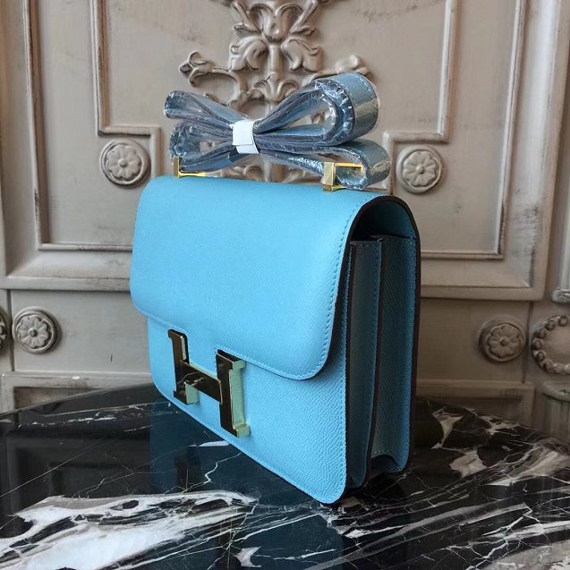 Hermes epsom leather constance 23 bag C230 sky blue