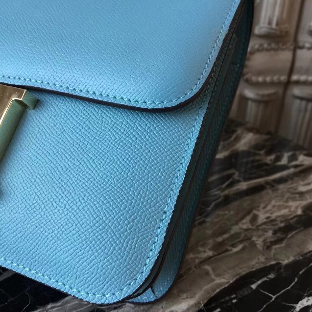 Hermes epsom leather constance 23 bag C230 sky blue