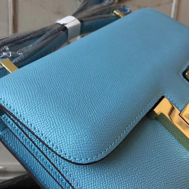 Hermes epsom leather constance 23 bag C230 sky blue