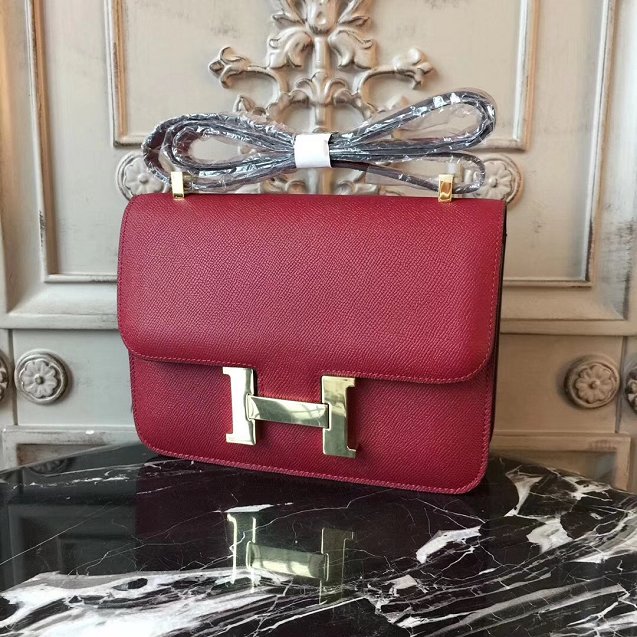 Hermes epsom leather constance 23 bag C230 wine red