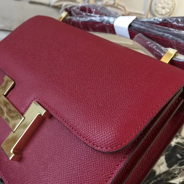 Hermes epsom leather constance 23 bag C230 wine red