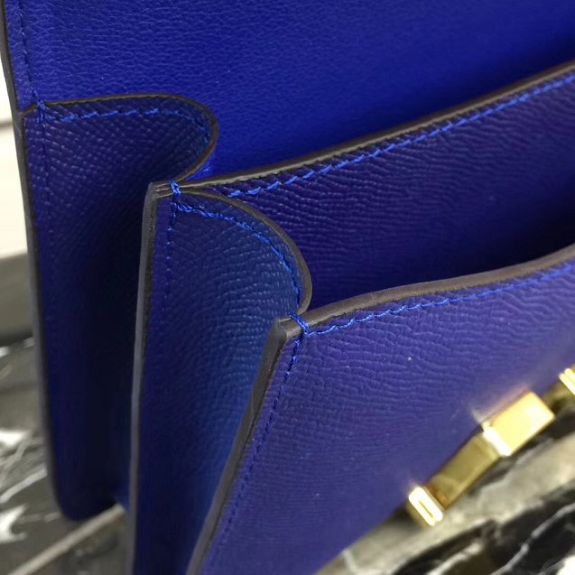 Hermes epsom leather small constance bag C19 blue