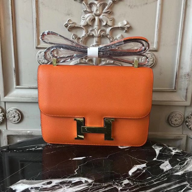 Hermes epsom leather small constance bag C19 orange