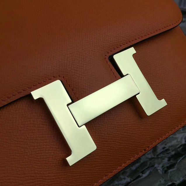 Hermes epsom leather small constance bag C19 orange