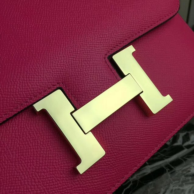 Hermes epsom leather small constance bag C19 rose red