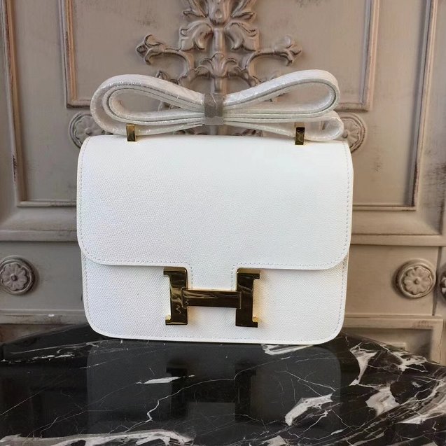 Hermes epsom leather small constance bag C19 white