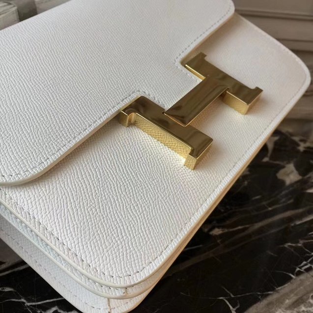 Hermes epsom leather small constance bag C19 white