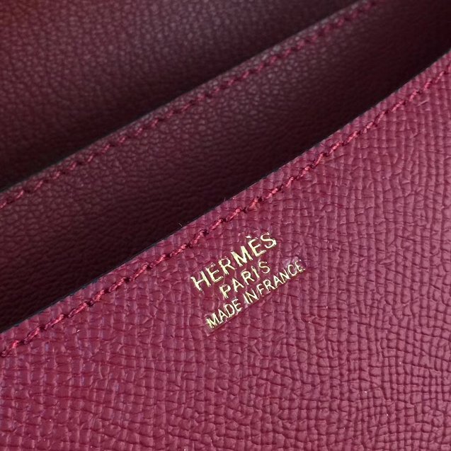 Hermes epsom leather small constance bag C19 wine red