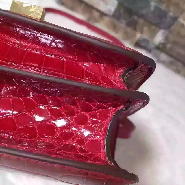 Top hermes 100% genuine crocodile leather constance bag C0023 red