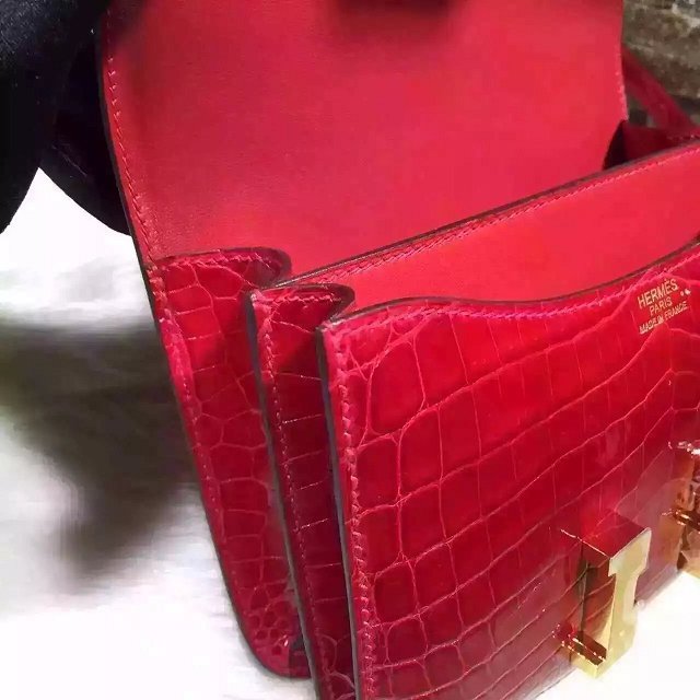 Top hermes 100% genuine crocodile leather constance bag C0023 red