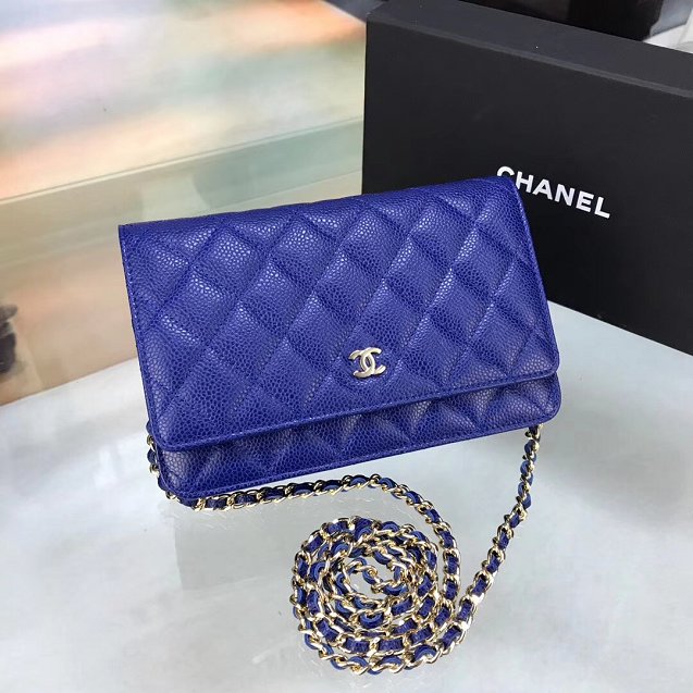 CC original caviar leather woc chain bag 33814 blue