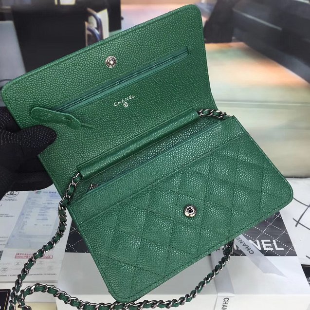 CC original caviar leather woc chain bag 33814 green