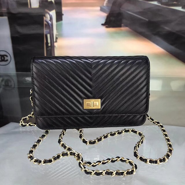 CC original caviar leather woc chain bag 33814-6 black