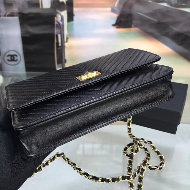 CC original caviar leather woc chain bag 33814-6 black