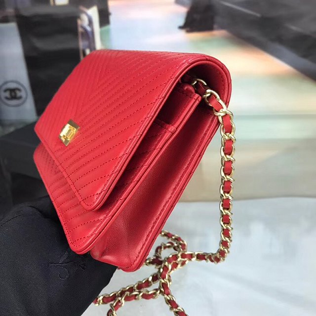 CC original caviar leather woc chain bag 33814-6 red