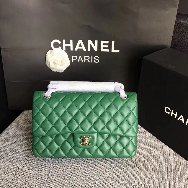 CC original lambskin leather double flap bag A1112 green