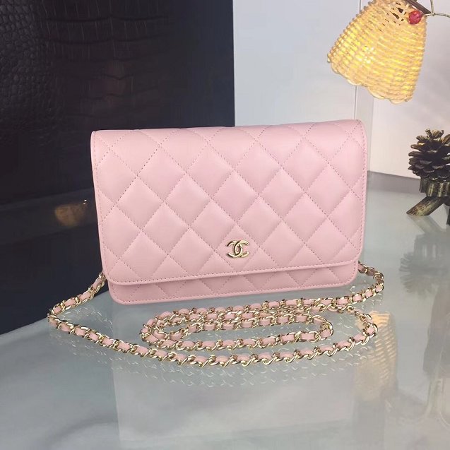 CC original lambskin leather woc chain bag 33814-1 pink