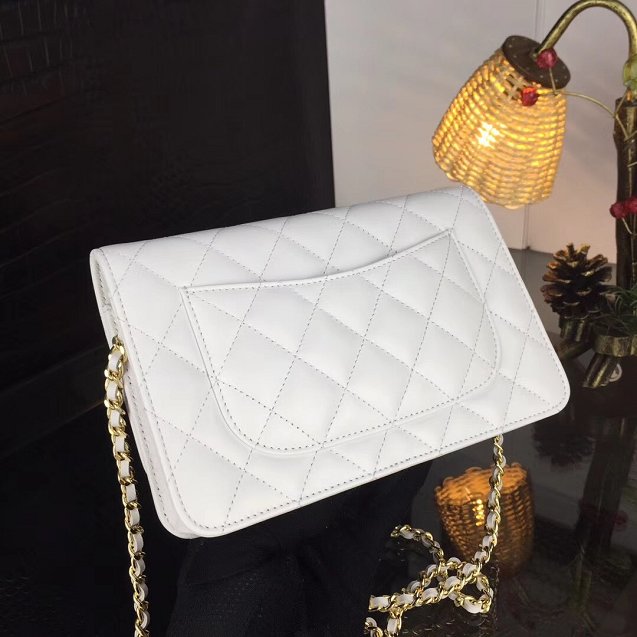 CC original lambskin leather woc chain bag 33814-1 white