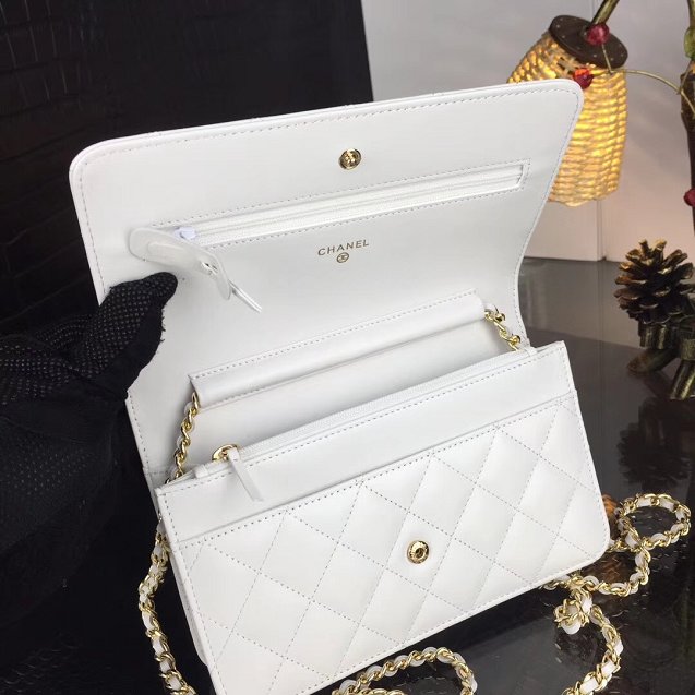 CC original lambskin leather woc chain bag 33814-1 white