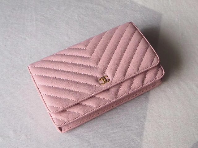 CC original lambskin leather woc chain bag 33814-2 pink