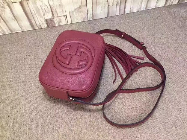 GG original calfskin leather shoulder bag 308364 wine red