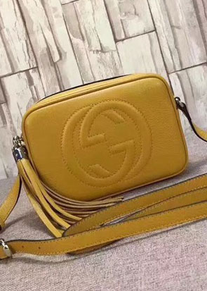 GG original calfskin leather shoulder bag 308364 yellow