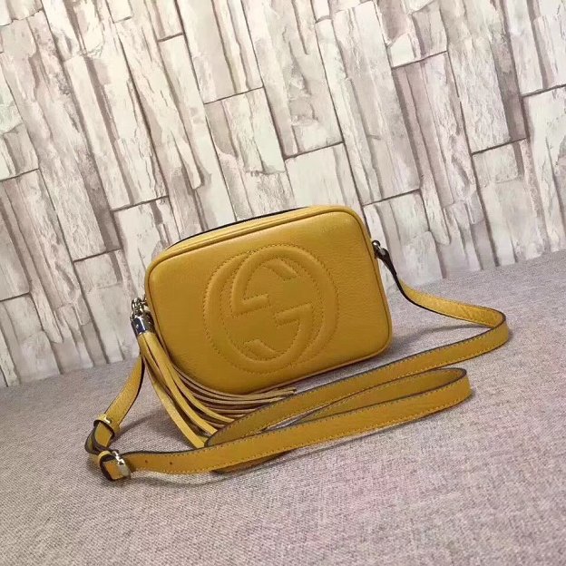 GG original calfskin leather shoulder bag 308364 yellow