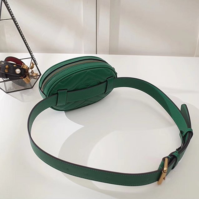 2018 GG Marmont original matelasse leather belt bag 476434 green