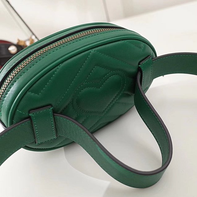 2018 GG Marmont original matelasse leather belt bag 476434 green