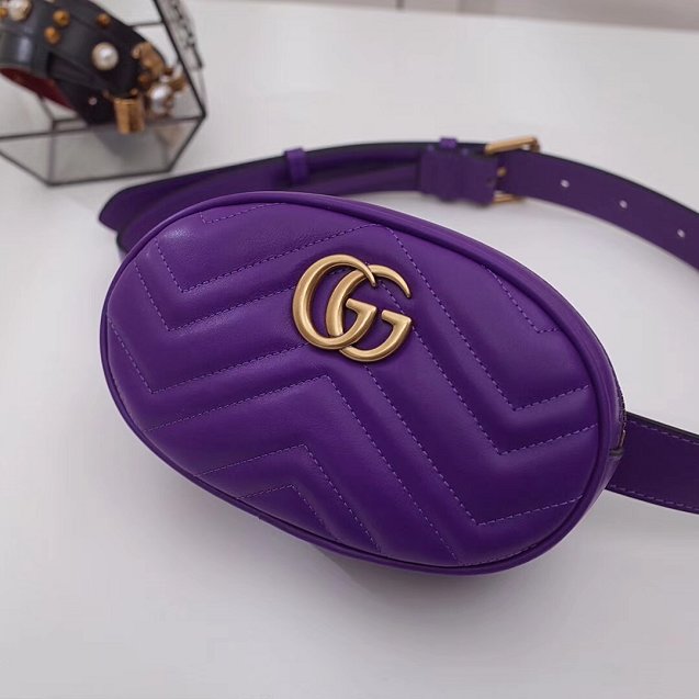 2018 GG Marmont original matelasse leather belt bag 476434 purple