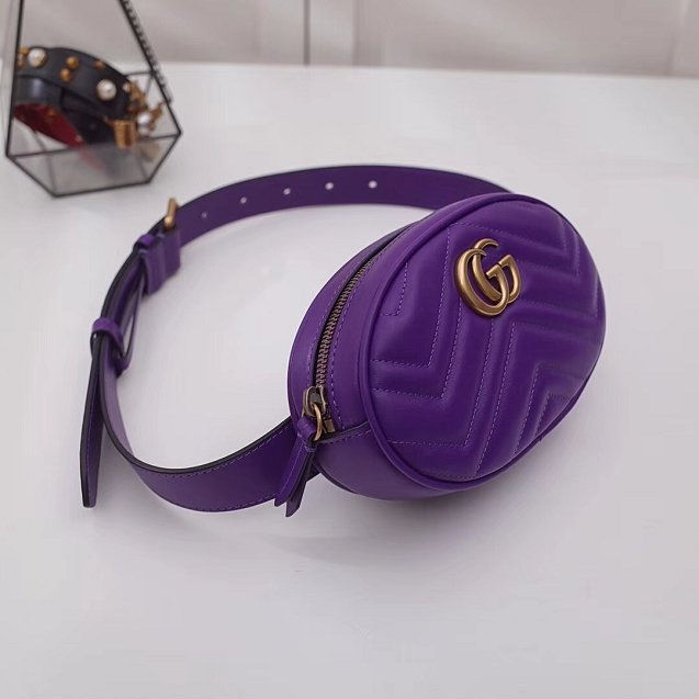 2018 GG Marmont original matelasse leather belt bag 476434 purple