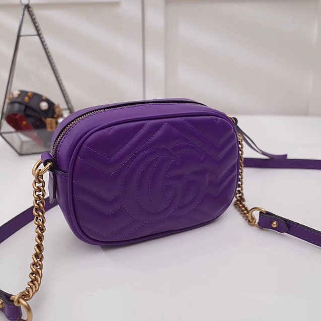 2018 GG marmont matelasse calfskin mini bag 448065 purple