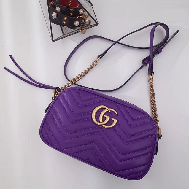 GG marmont original calfskin small shoulder bag 447632 purple