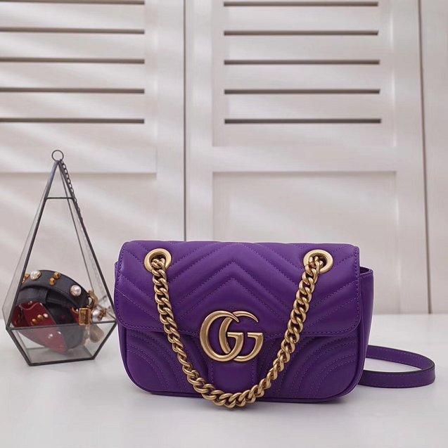 GG original calfskin marmont small shoulder bag 443497 purple