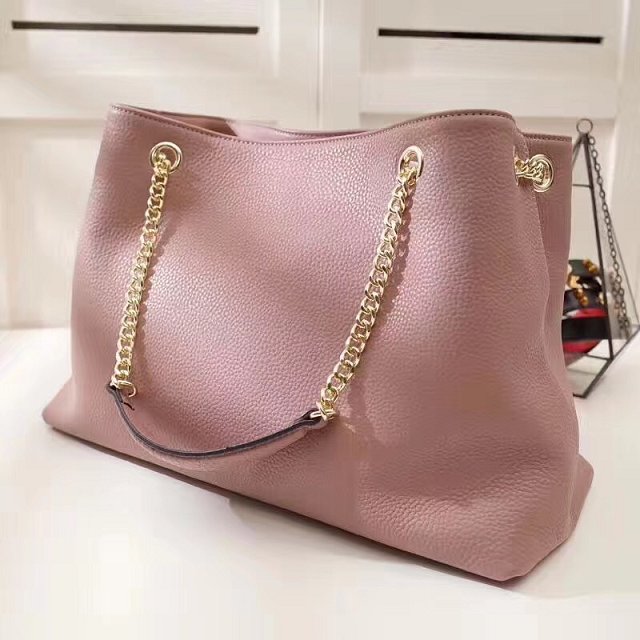 GG original calfskin leather tote bag 308982 pink