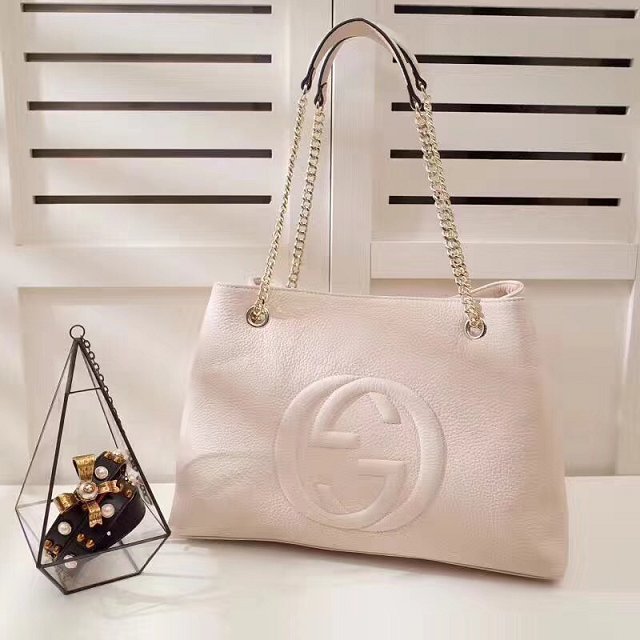 GG original calfskin leather tote bag 308982 white