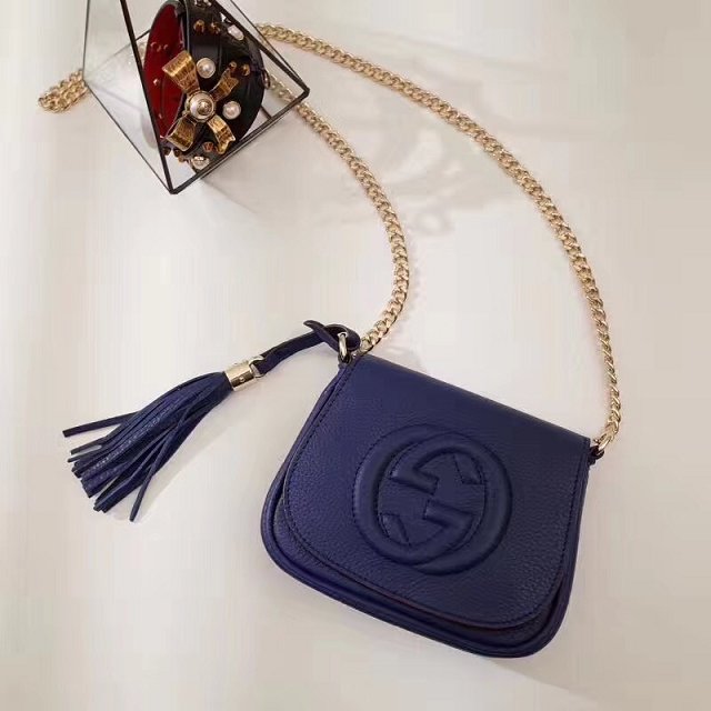 GG original calfskin mini shoulder bag 323190 navy blue