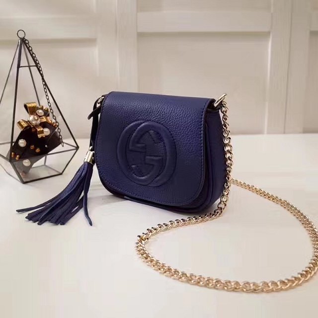 GG original calfskin mini shoulder bag 323190 navy blue