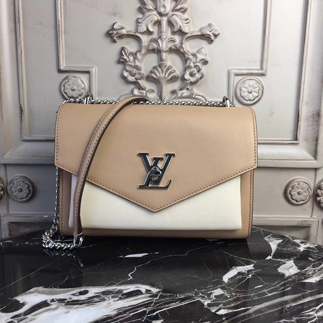 Louis vuitton original calfskin mylockme bb bag M51424 apricot&white