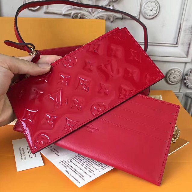 2018 louis vuitton original monogram vernis pochette felicie M61293 red