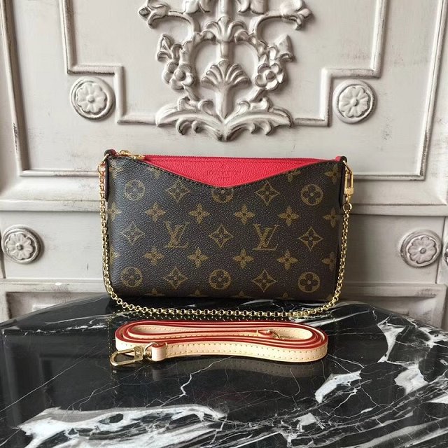 Louis vuitton original monogram pallas clutch M44058 red