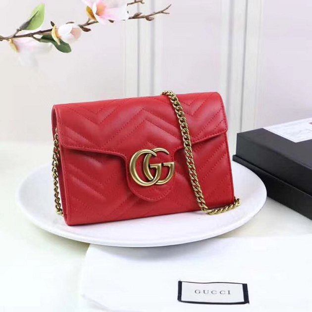 GG margaret original calfskin mini chain bag 474575 red